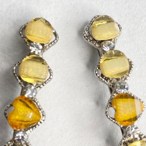 Hair Accessory Set Blue Flower Barette Blue Stone Combs And Yellow Stone Pins - Picture 13 of 15